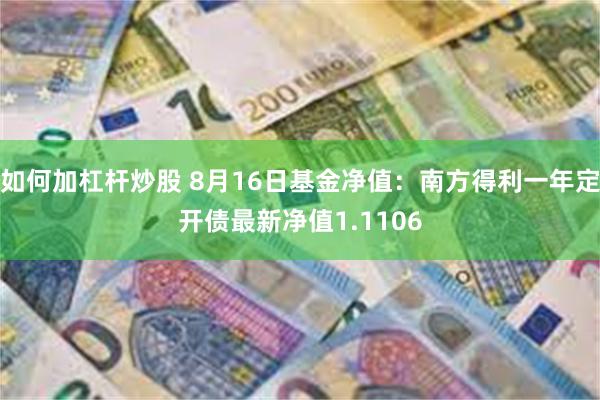 如何加杠杆炒股 8月16日基金净值：南方得利一年定开债最新净值1.1106